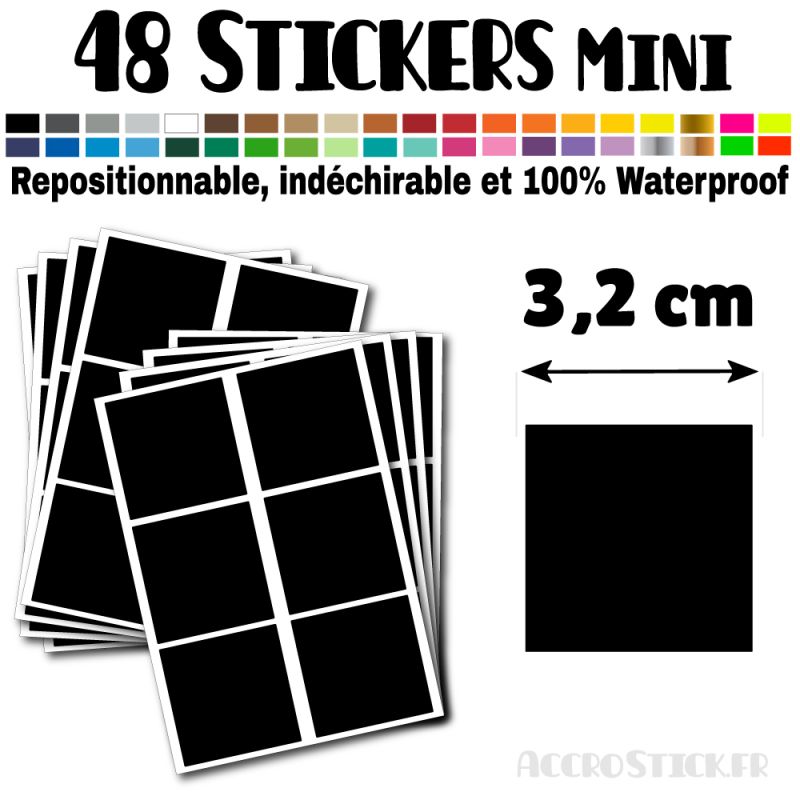 48 Carrés 3.2 cm - Stickers mini gommettes