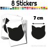 8 stickers Chat de 7 cm - Stickers étiquettes gommettes