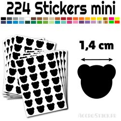 224 gommettes Ours 1.4 cm - Stickers polyvalents