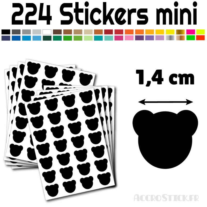 224 gommettes Ours 1.4 cm - Stickers polyvalents