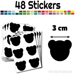 48 gommettes Ours 3 cm - Stickers polyvalents