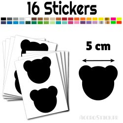 16 gommettes Ours 5cm - Stickers polyvalents