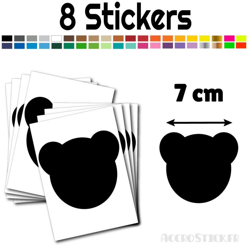 8 gommettes Ours 7 cm - Stickers polyvalents