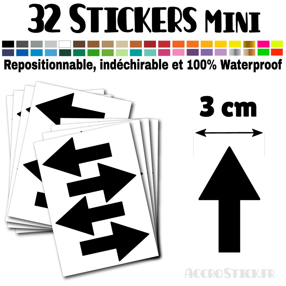 352 Flèches 1 cm - Stickers mini gommettes Couleur Noir