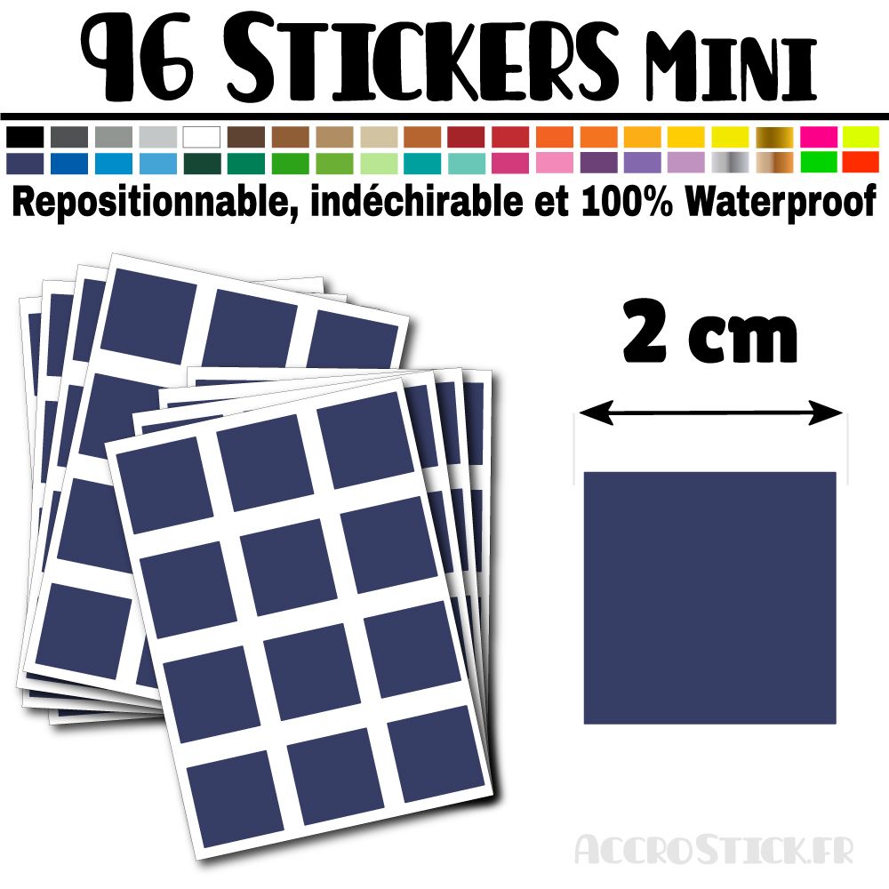 96 Carrés 2 cm - Stickers mini gommettes