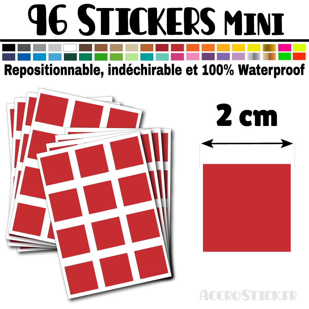 96 Carrés 2 cm - Stickers mini gommettes