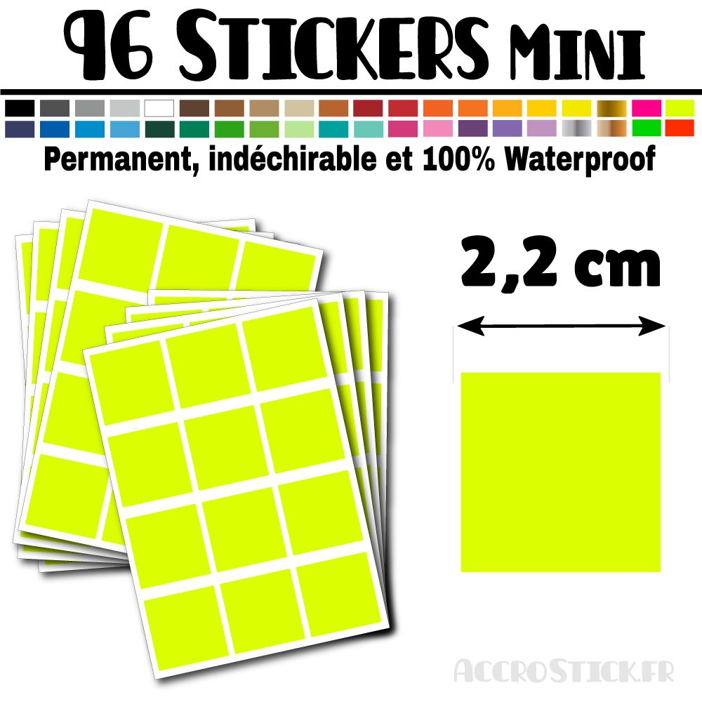 96 Carrés 2,2 cm - Stickers mini gommettes