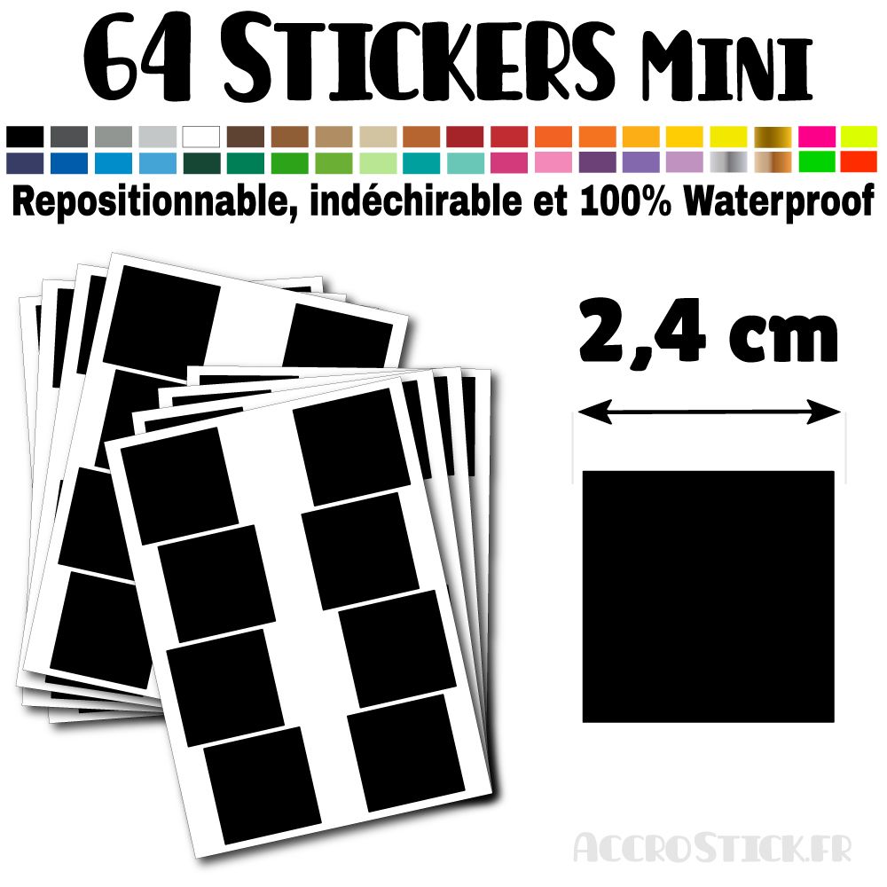 64 Carrés 2,4 cm - Stickers mini gommettes