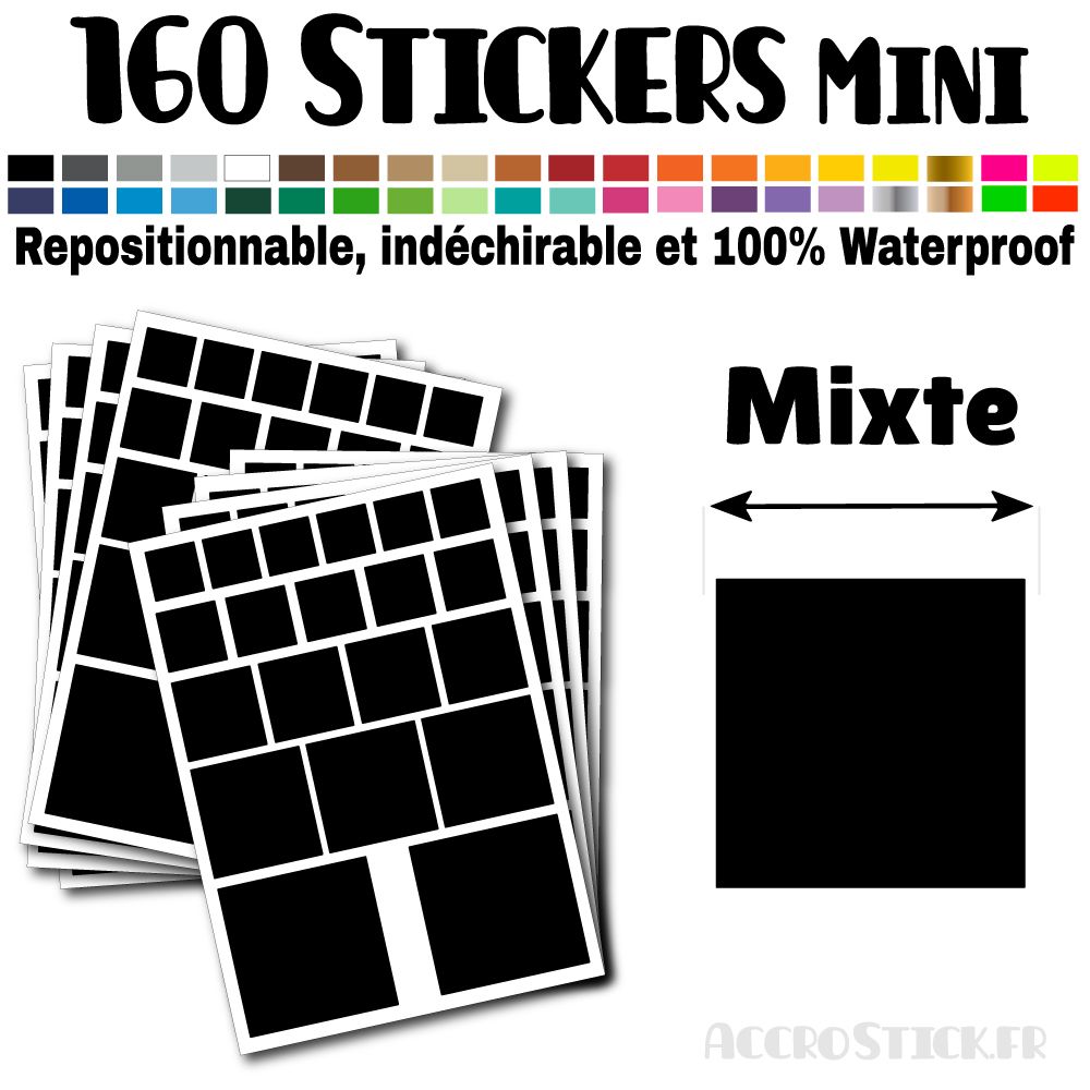 160 Carrés Mixtes - Stickers mini gommettes