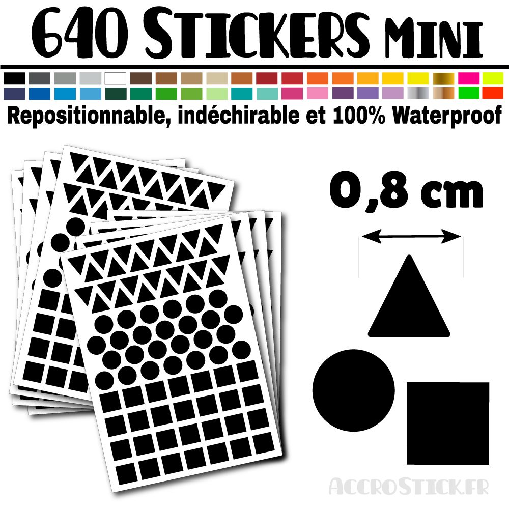 640 Formes Mixtes de 0,8 cm - Stickers mini gommettes