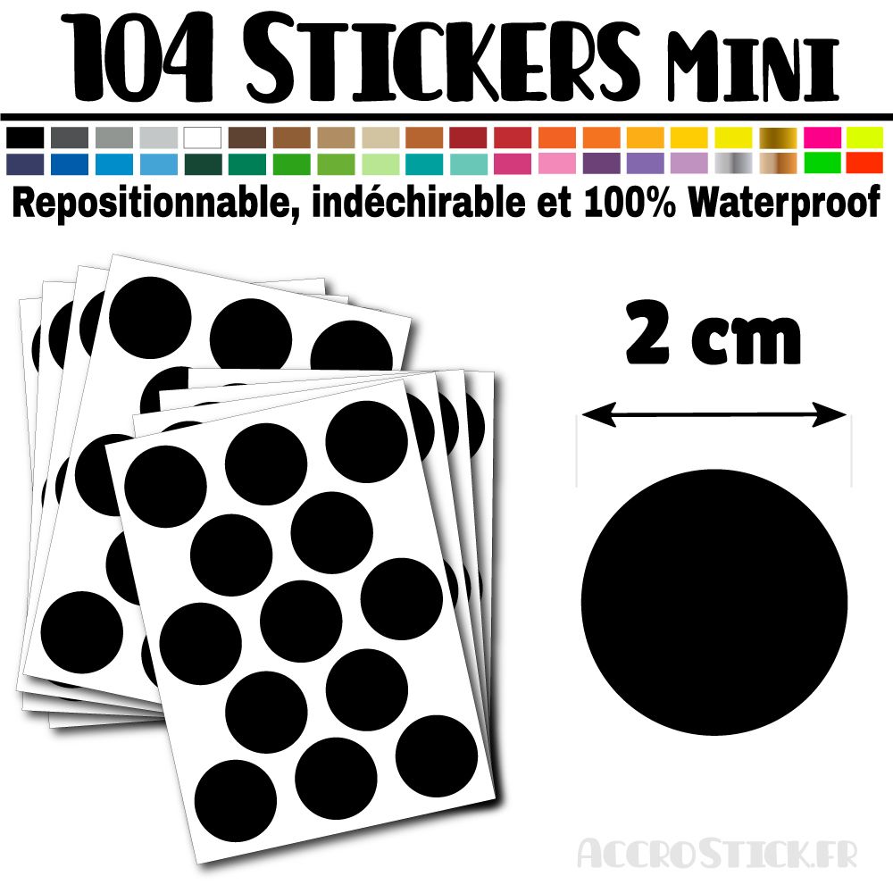 432 Ronds 1 cm - Stickers mini gommettes Couleur Noir