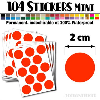 104 Stickers Ronds 2 cm - Décoration Gommette Loisirs - Vinyle Couleur  Interieur Noir