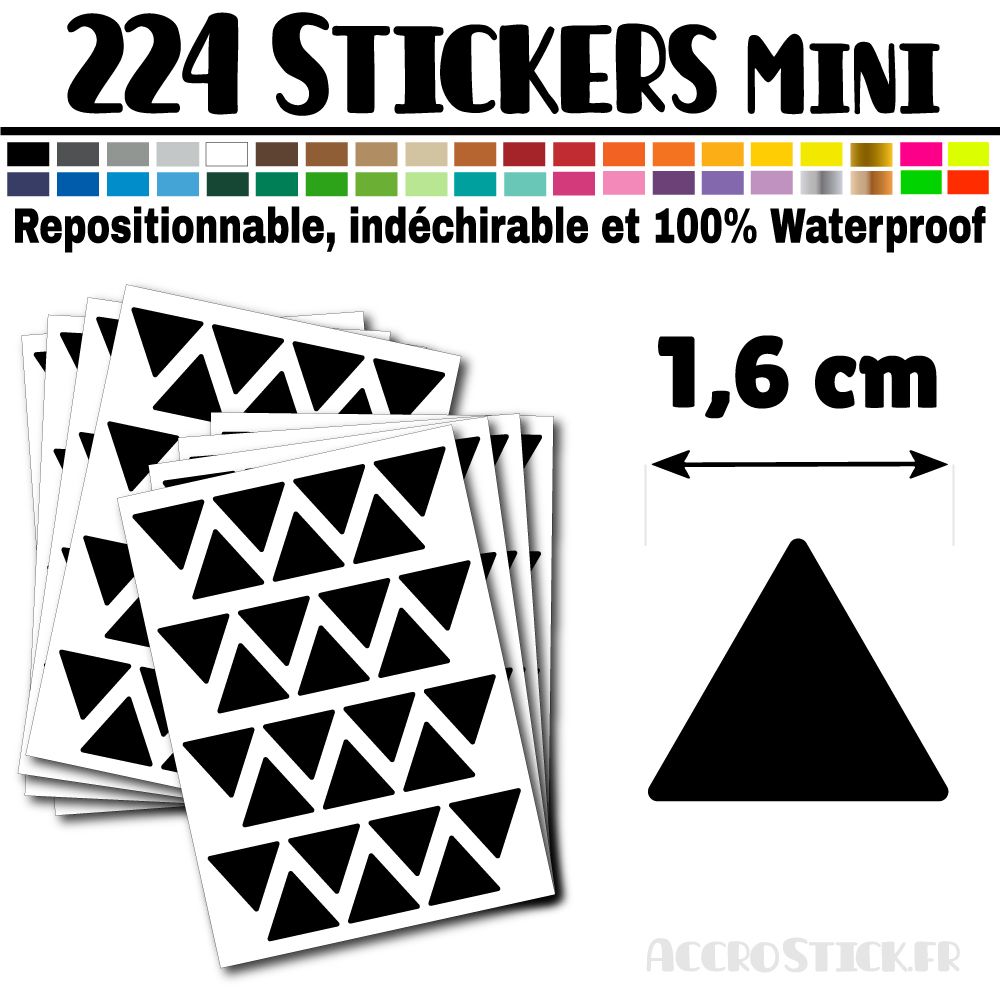 224 Triangles 1,6 cm - Stickers étiquettes gommettes