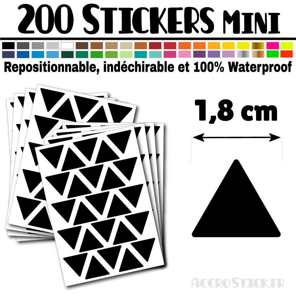 200 Triangles 1,8 cm - Stickers étiquettes gommettes