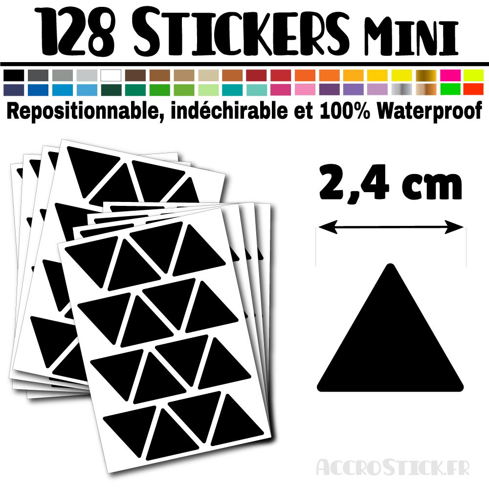 128 Triangles 2,4 cm - Stickers étiquettes gommettes