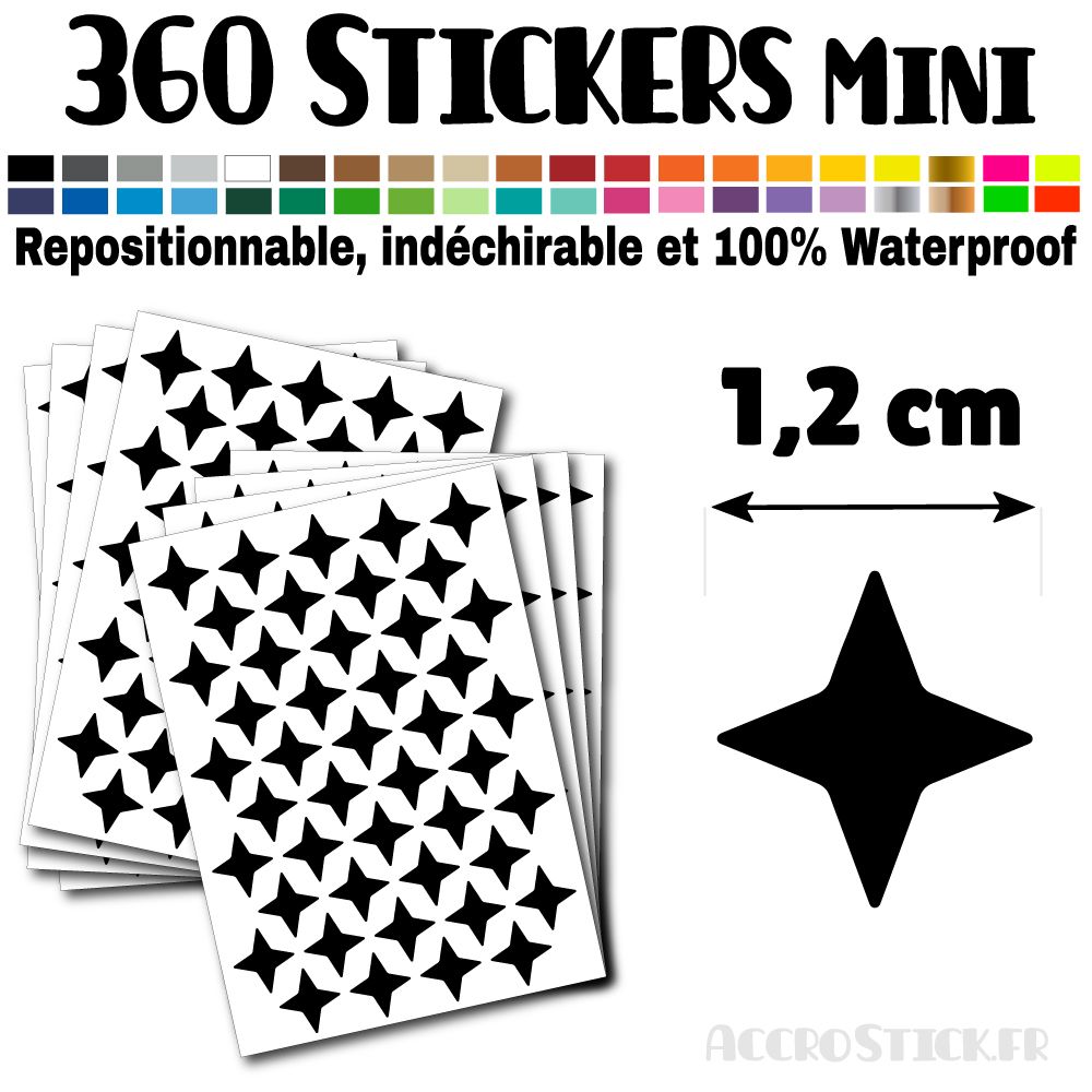 360 Etoiles 1,2 cm - Stickers mini gommettes