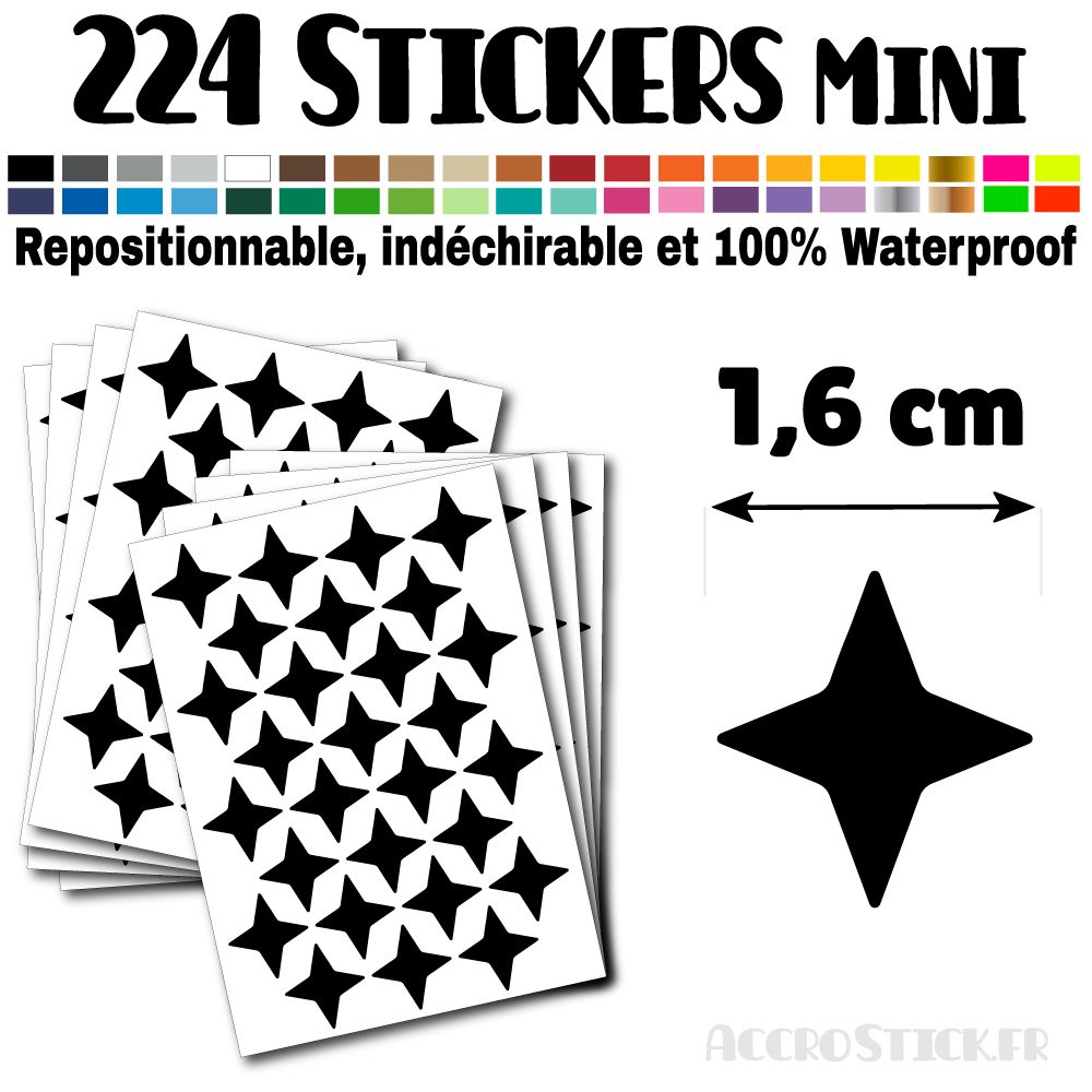 224 Etoiles 1,6 cm - Stickers mini gommettes