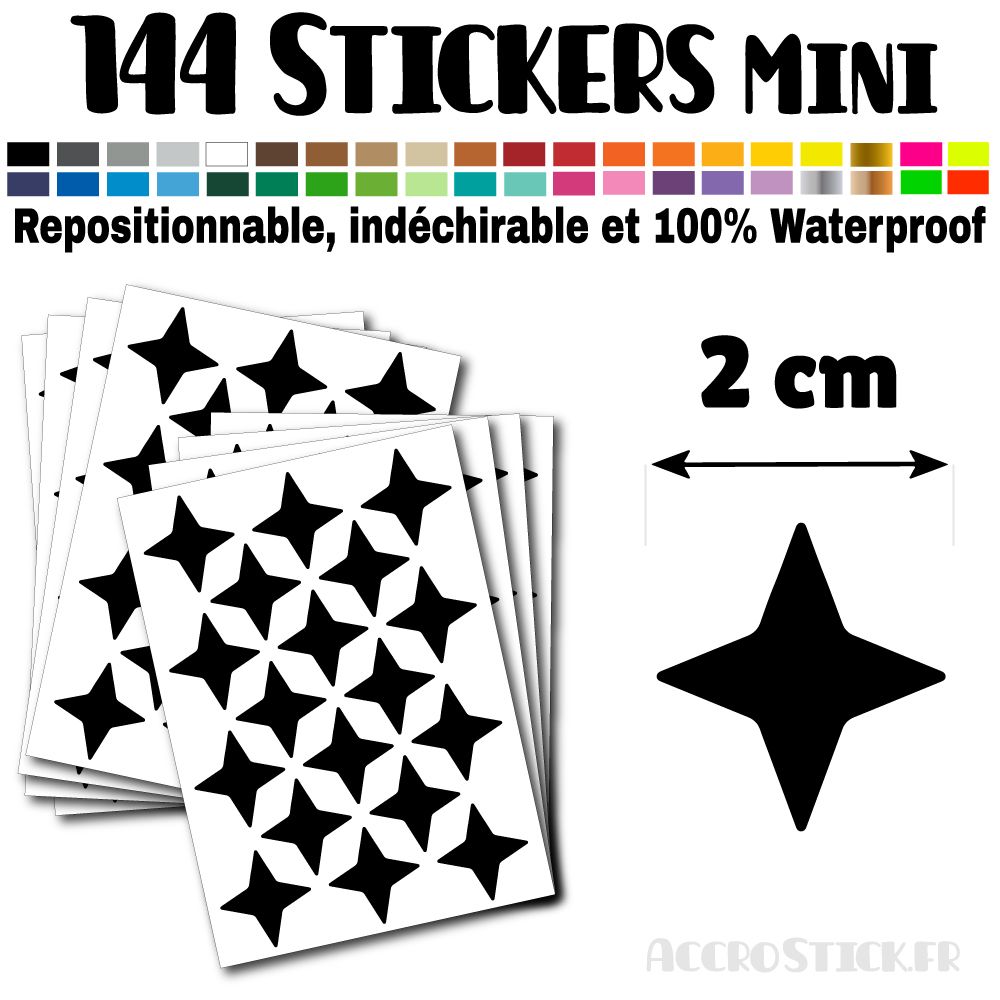 144 Etoiles 2 cm - Stickers mini gommettes