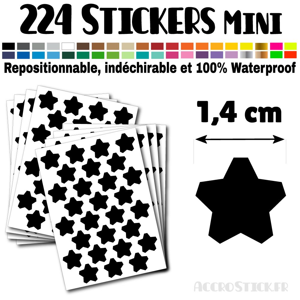 224 Etoiles 1,4 cm - Stickers mini gommettes