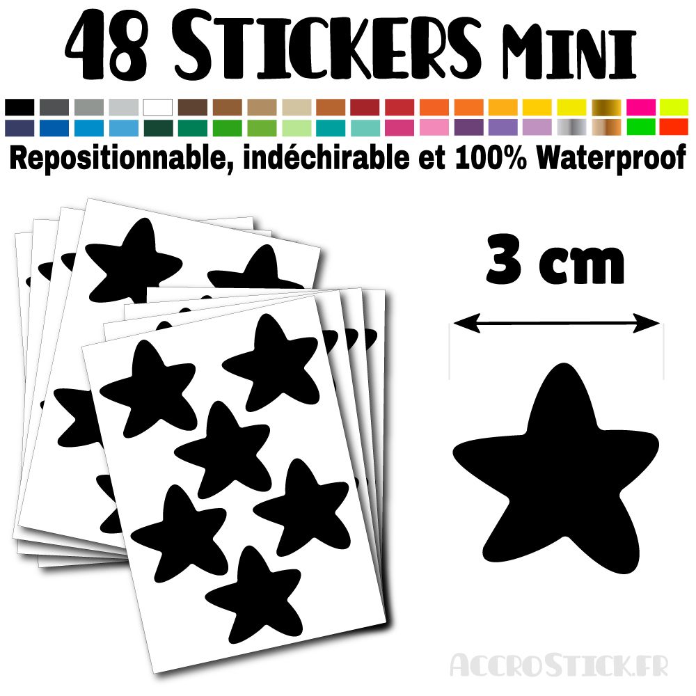 48 Etoiles 3 cm - Stickers mini gommettes