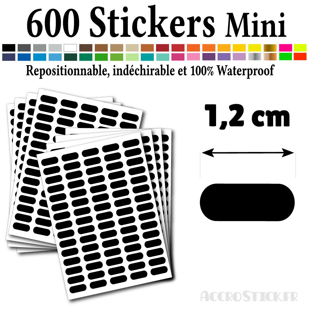 600 Etiquettes 1,2 cm - Stickers mini gommettes