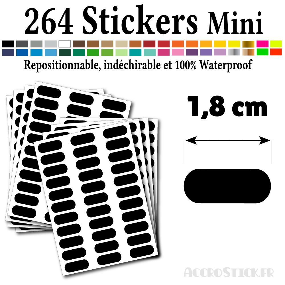 264 Etiquettes 1,8 cm - Stickers mini gommettes