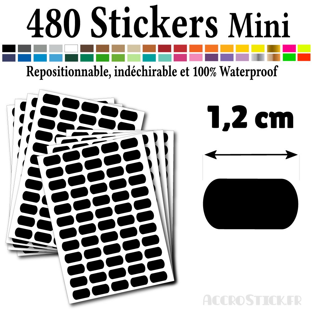 480 Etiquettes 1,2 cm - Stickers mini gommettes