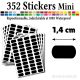 352 Etiquettes 1,4 cm - Stickers mini gommettes