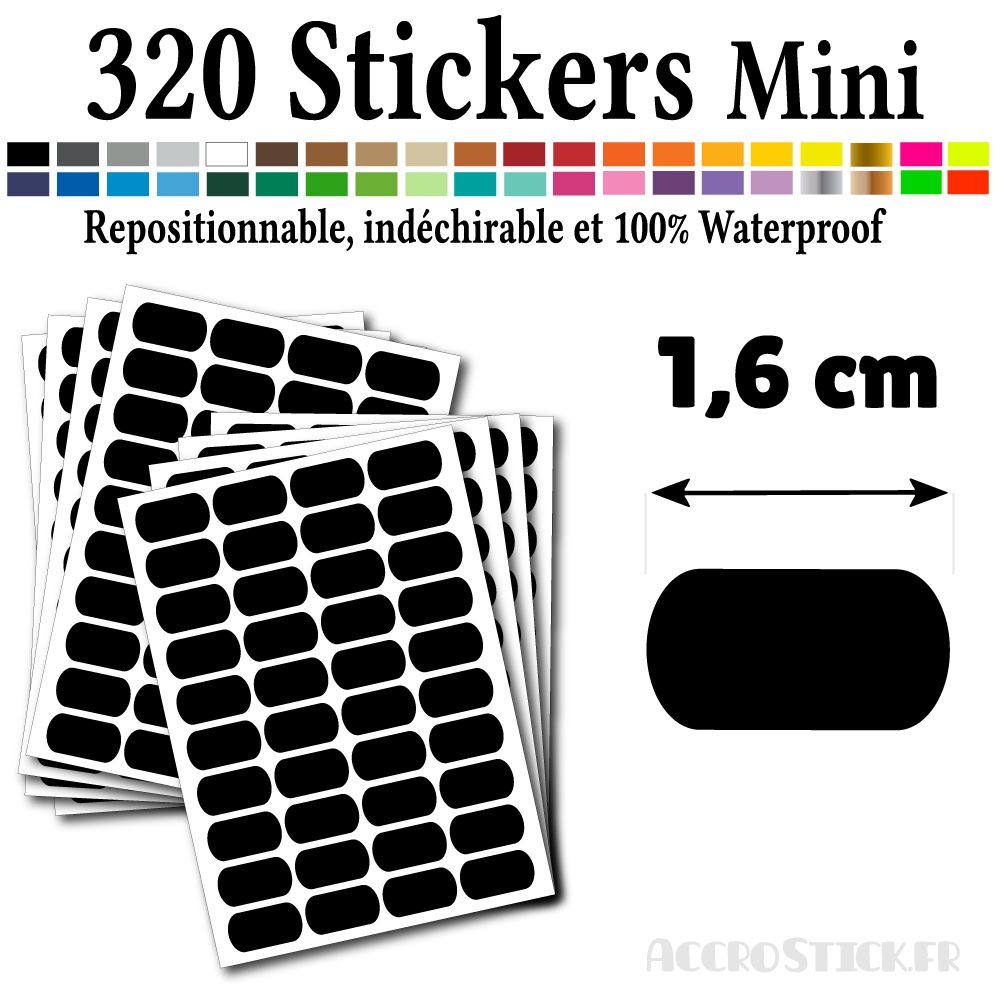 320 Etiquettes 1,6 cm - Stickers mini gommettes